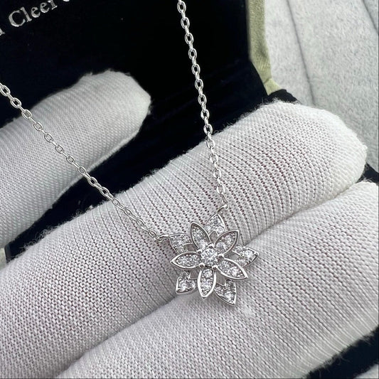 [Lume Jewels] Full Diamond Hollow Lotus Necklace Set