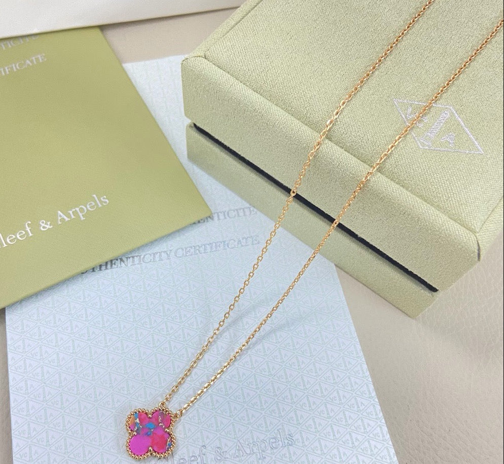 [Lume Jewels] 2026 New Plum Red Four-Leaf Clover Necklace