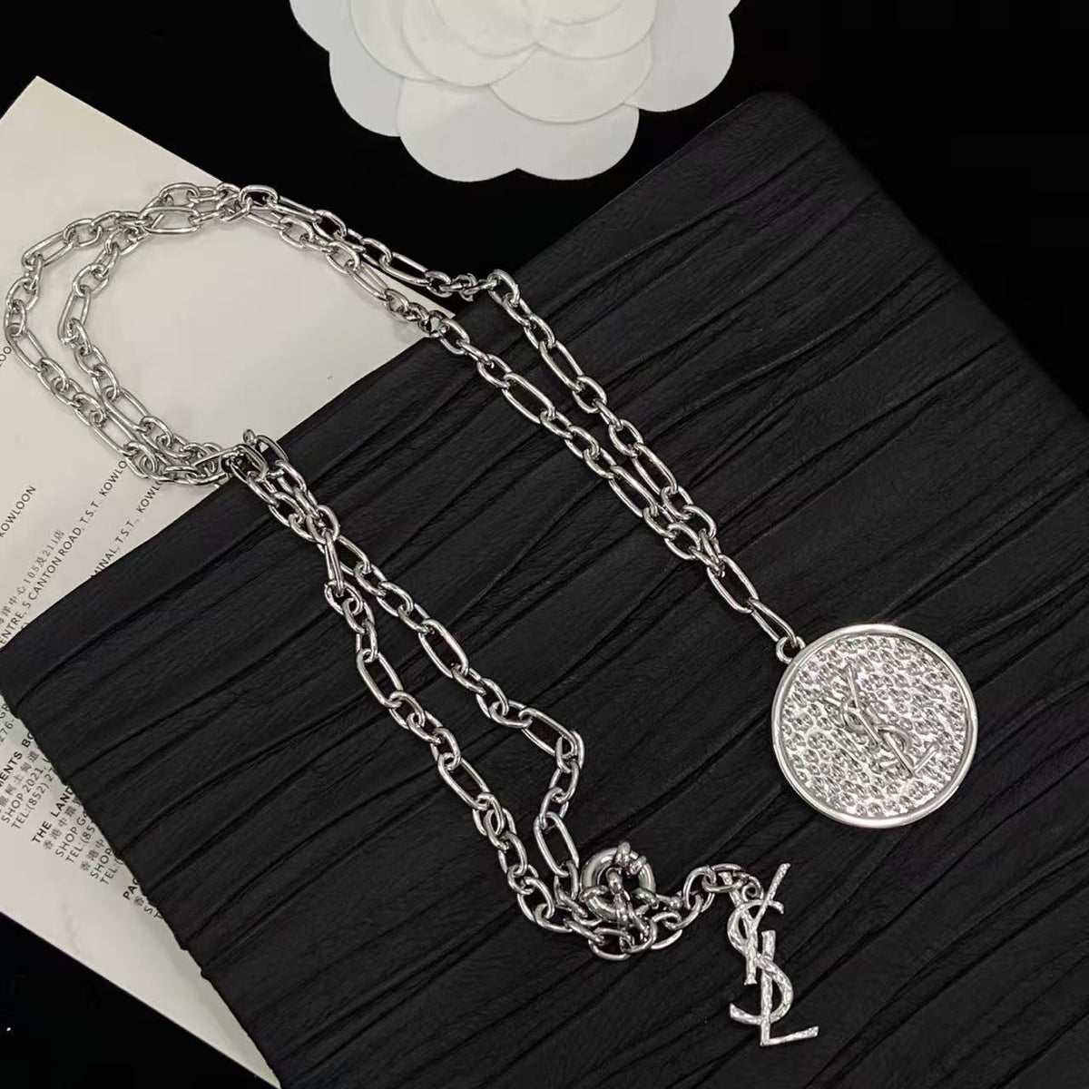 [Lume Jewels]Double-Chain Disc Pendant Necklace