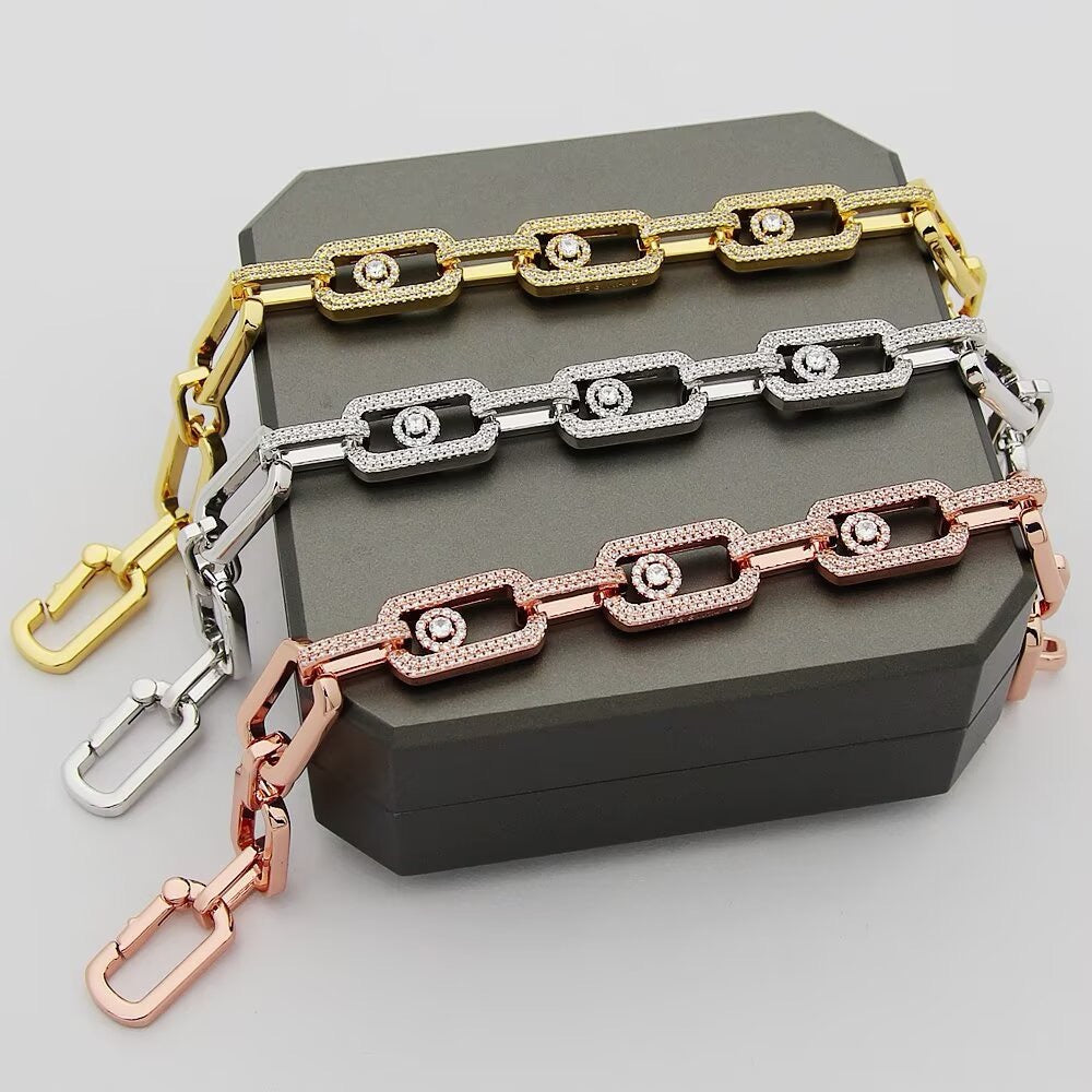 [Lume Jewels]Large Full Diamond Unisex Sliding Bracelet with Moissanite