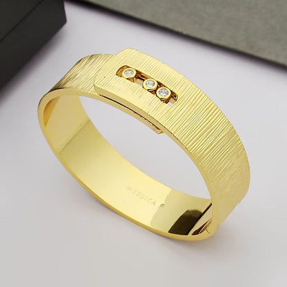 [Lume Jewels]Polished Brushed Bangle, Large Engraved Sliding Bangle