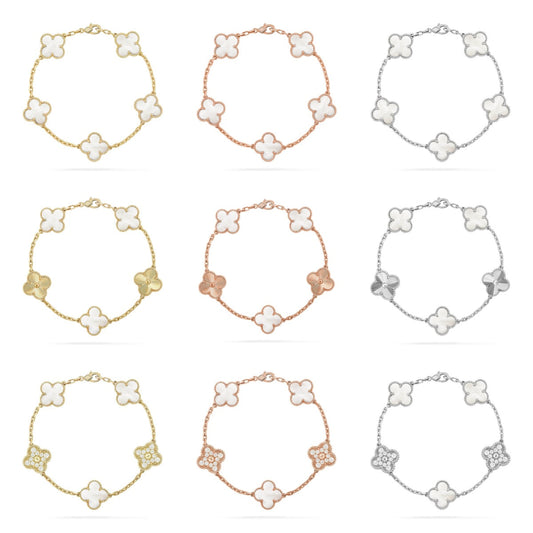[Lume Jewels]New CLOVER WHITE PEARL MOP 5 MOTIF BRACELET COLLECTION
