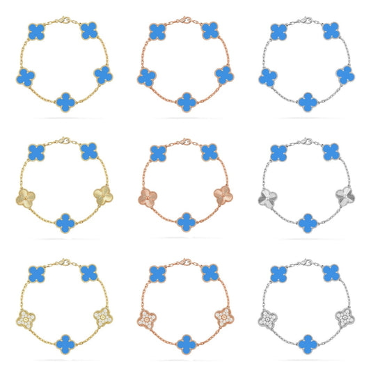 [Lume Jewels]New CLOVER 5 MOTIF BLUE AGATE BRACELET COLLECTION
