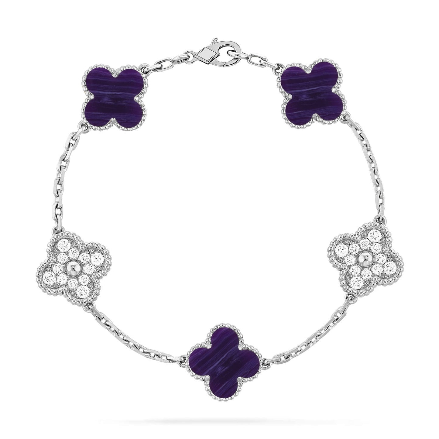 [Lume Jewels]New CLOVER 5 MOTIF PURPLE STRIPES BRACELET COLLECTION