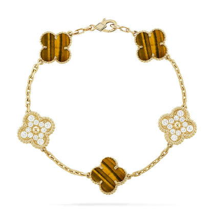 [Lume Jewels]New  CLOVER 5 MOTIFS TIGER EYE BRACELET COLLECTION