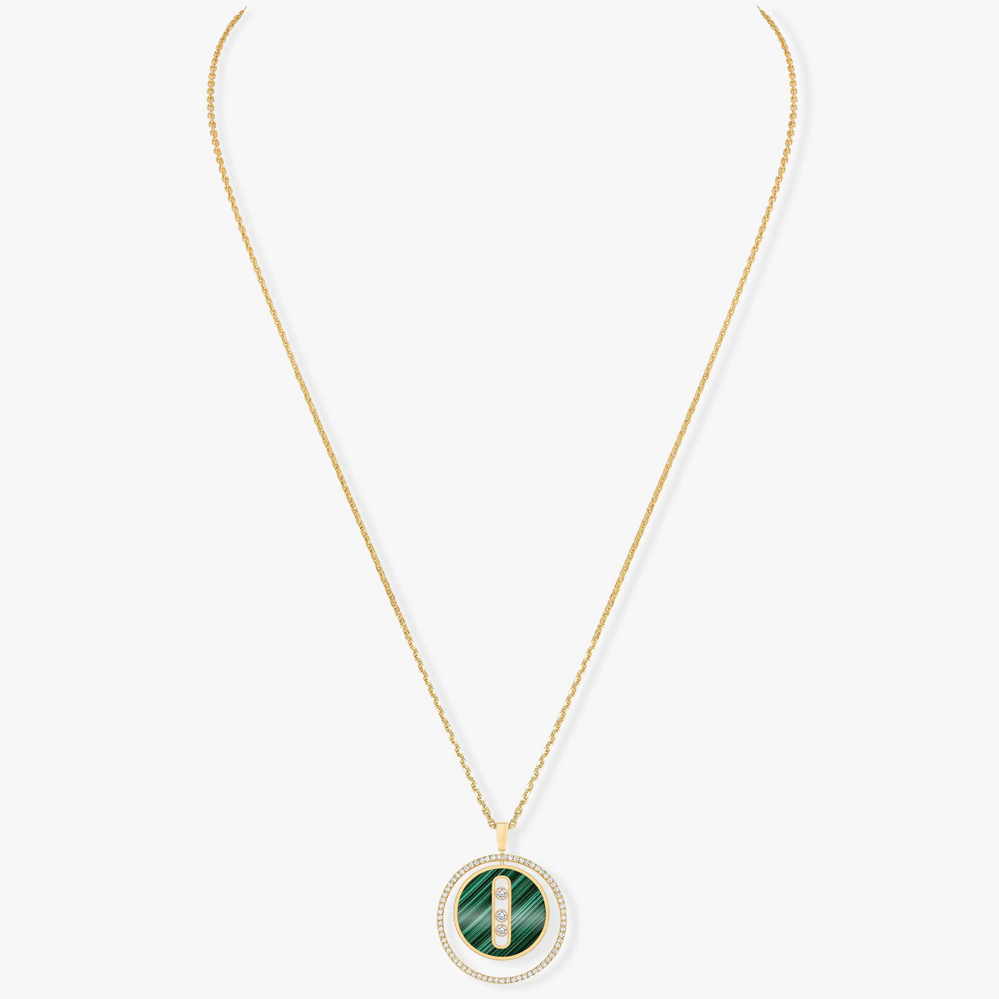 [Lume Jewels]LUCKY MOVE 3 DIAMOND MALACHITE GOLD DIAMOND NECKLACE