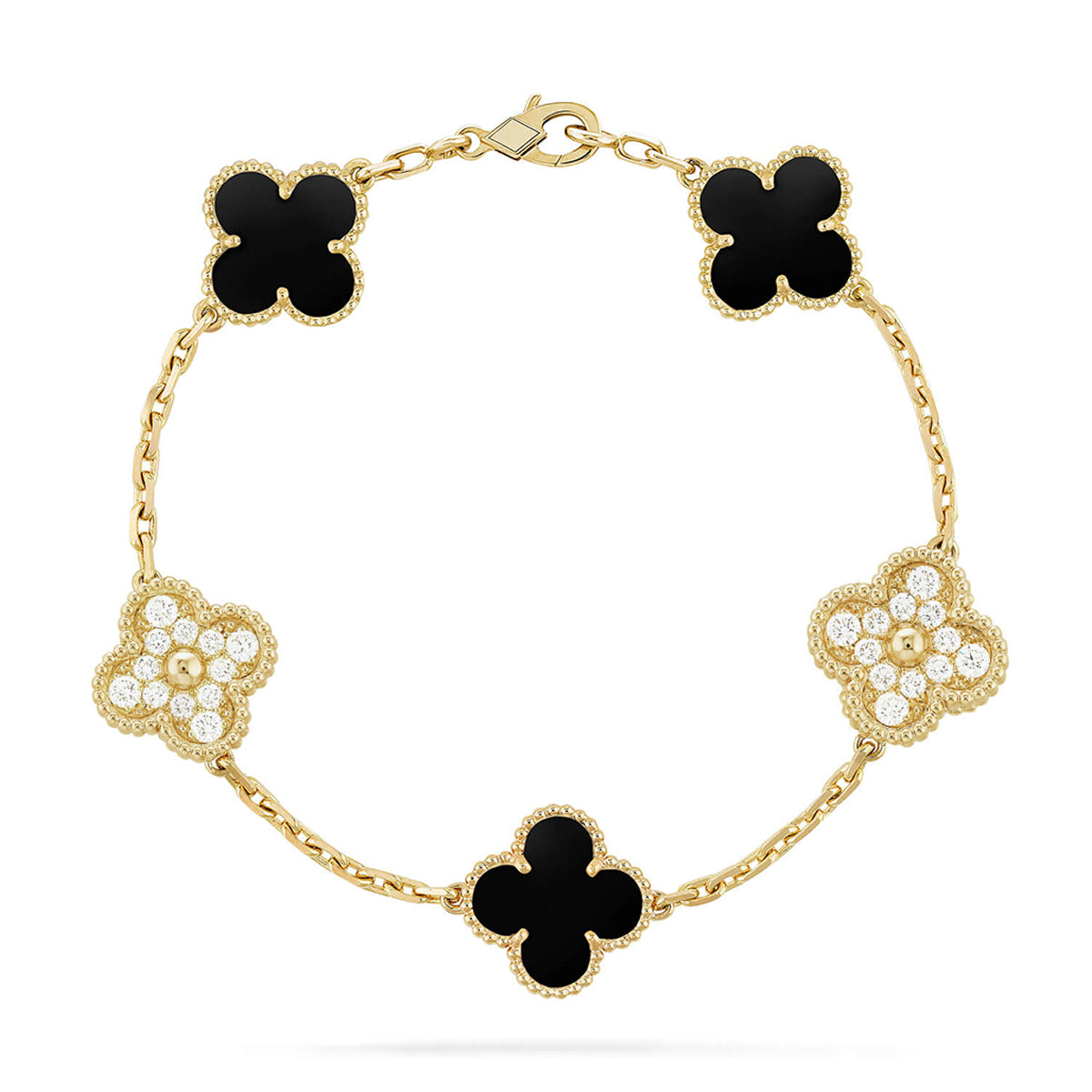 [Lume Jewels]New CLOVER 5 MOTIF ONYXS BRACELET COLLECTION