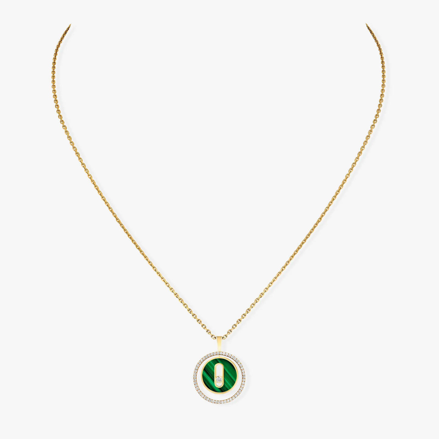 [Lume Jewels]LUCKY MOVE 1 DIAMOND MALACHITE GOLD DIAMOND NECKLACE