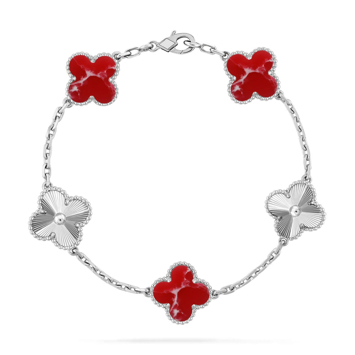[Lume Jewels]New CLOVER 5 MOTIF RED PATTERN BRACELET COLLECTION
