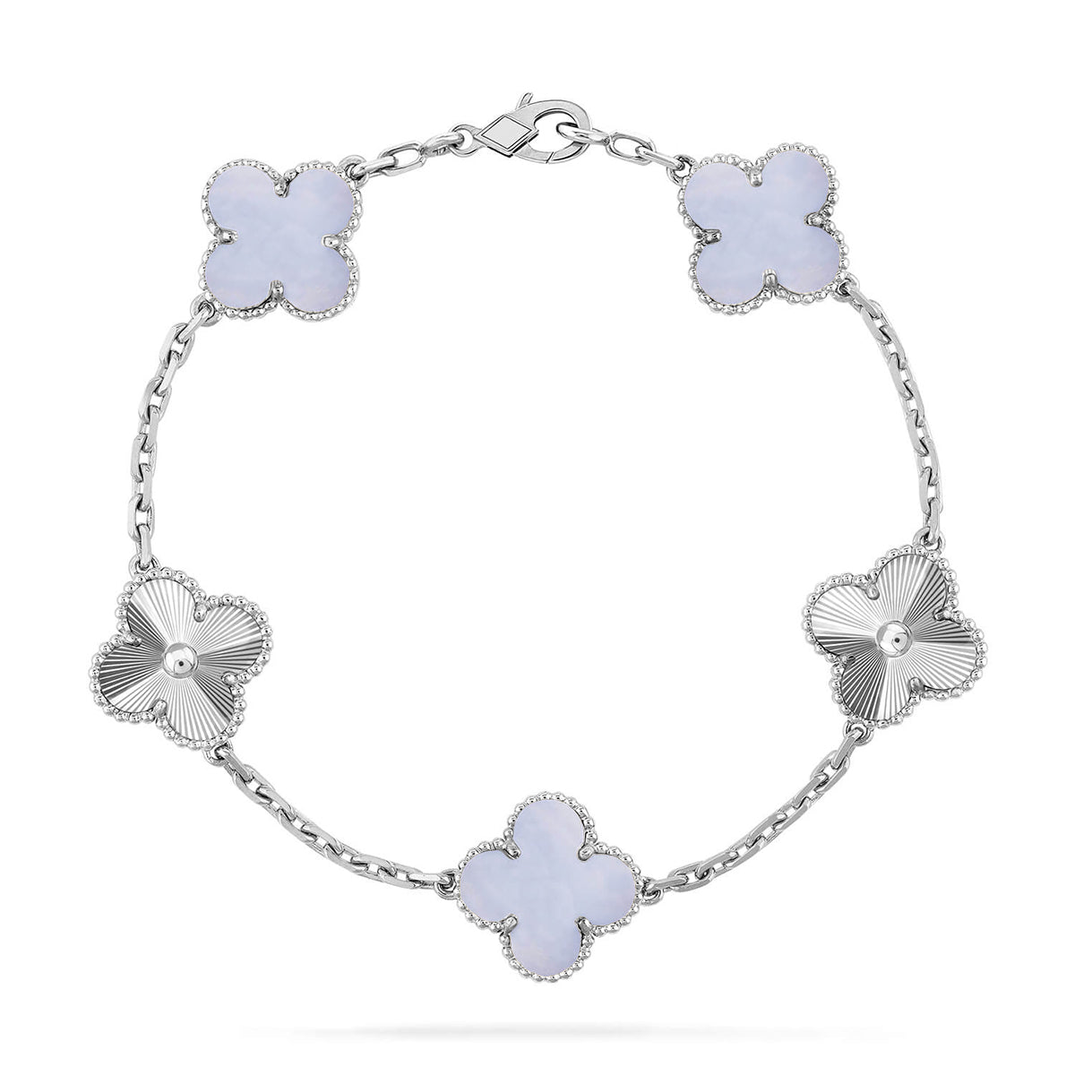 [Lume Jewels]New  CLOVER 5 MOTIF PURPLE CHALCEDONY BRACELET COLLECTION