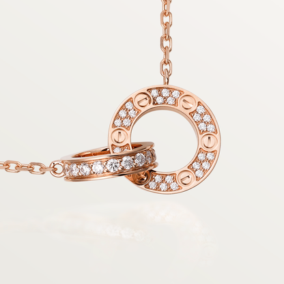 ¡®Lume Jewels¡¯LOVE 7.6MM NECKLACE ROSE GOLD AND SILVER  FULL DIAMOND