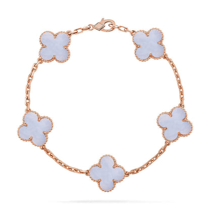 [Lume Jewels]New  CLOVER 5 MOTIF PURPLE CHALCEDONY BRACELET COLLECTION