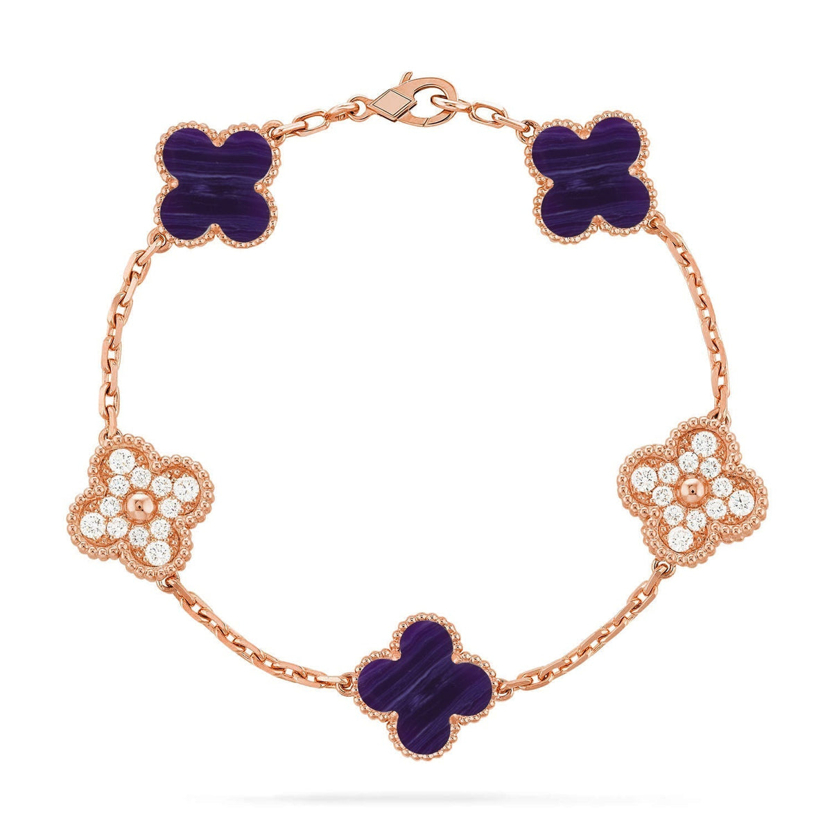 [Lume Jewels]New CLOVER 5 MOTIF PURPLE STRIPES BRACELET COLLECTION