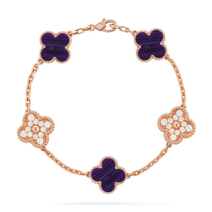 [Lume Jewels]New CLOVER 5 MOTIF PURPLE STRIPES BRACELET COLLECTION