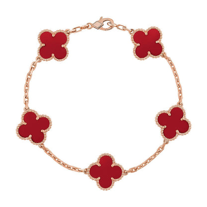 [Lume Jewels]New  CLOVER 5 MOTIF RED CORNELIAN BRACELET COLLECTION