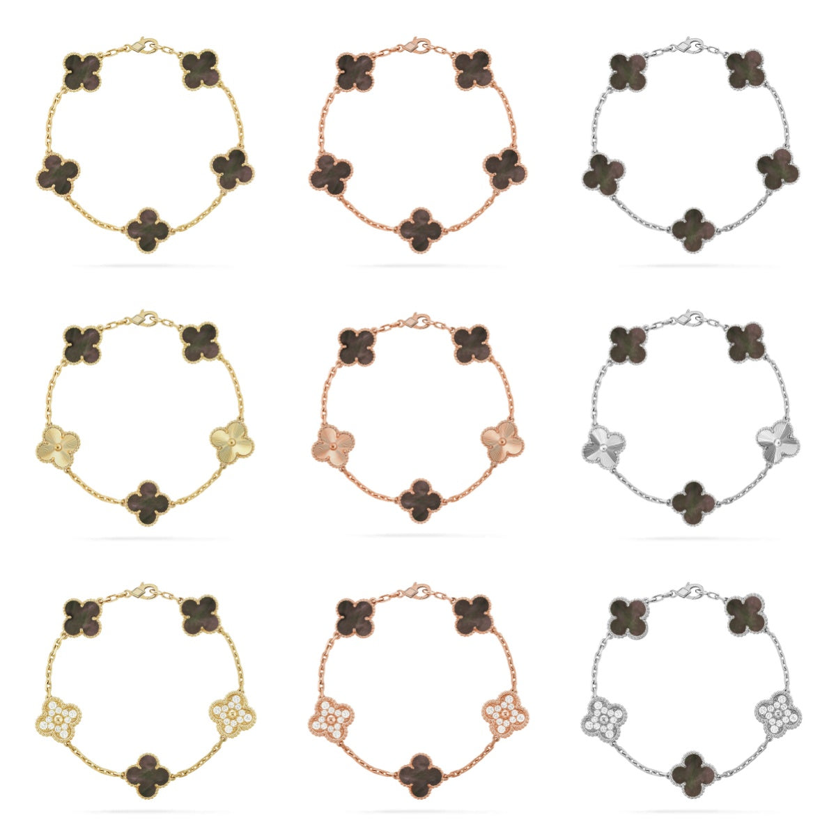 [Lume Jewels]New CLOVER 5 MOTIF GRAY MOP BRACELET COLLECTION
