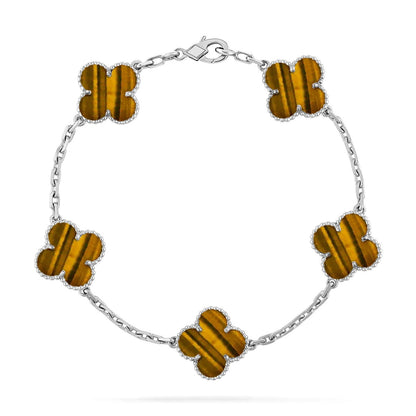 [Lume Jewels]New  CLOVER 5 MOTIFS TIGER EYE BRACELET COLLECTION