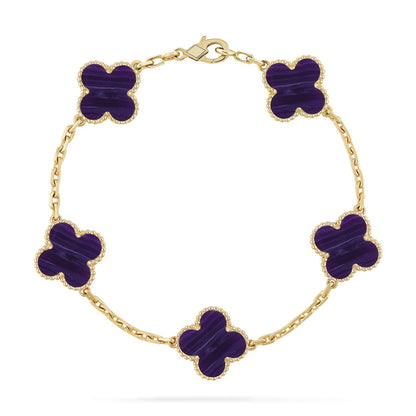 [Lume Jewels]New CLOVER 5 MOTIF PURPLE STRIPES BRACELET COLLECTION