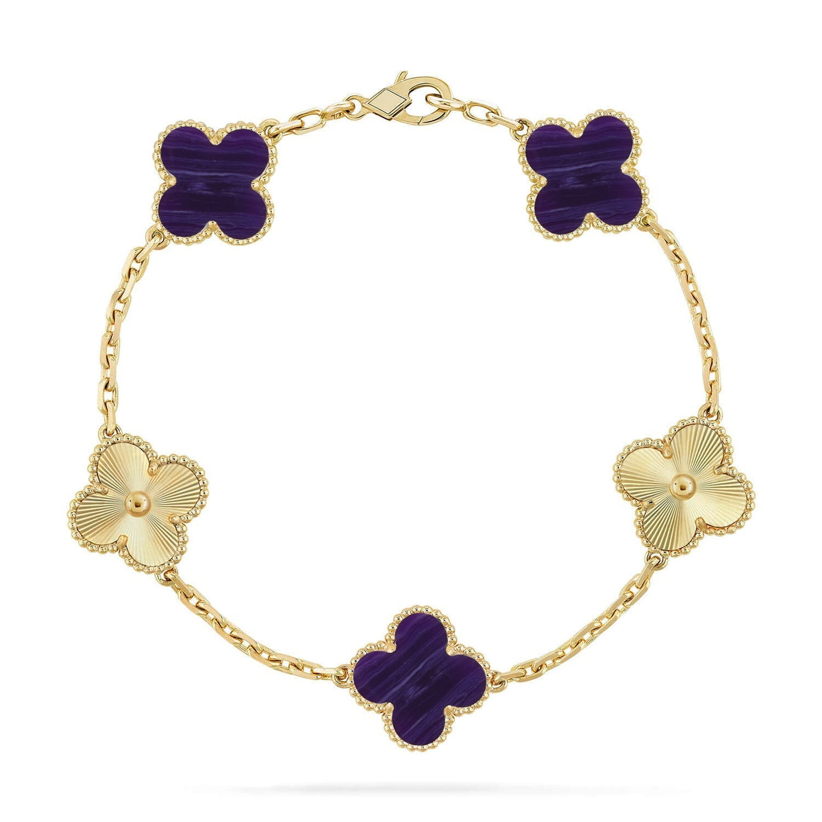 [Lume Jewels]New CLOVER 5 MOTIF PURPLE STRIPES BRACELET COLLECTION