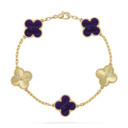 [Lume Jewels]New CLOVER 5 MOTIF PURPLE STRIPES BRACELET COLLECTION