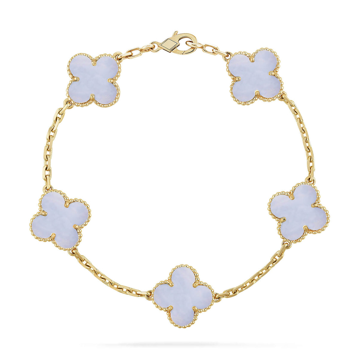 [Lume Jewels]New  CLOVER 5 MOTIF PURPLE CHALCEDONY BRACELET COLLECTION