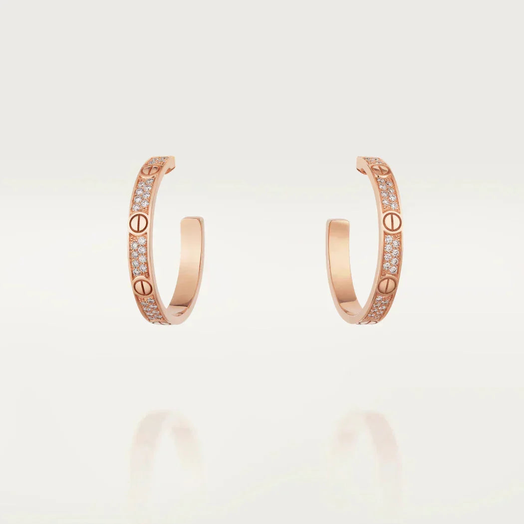 ¡®Lume Jewels¡¯LOVE DIAMOND PINK GOLD HOOP EARRINGS