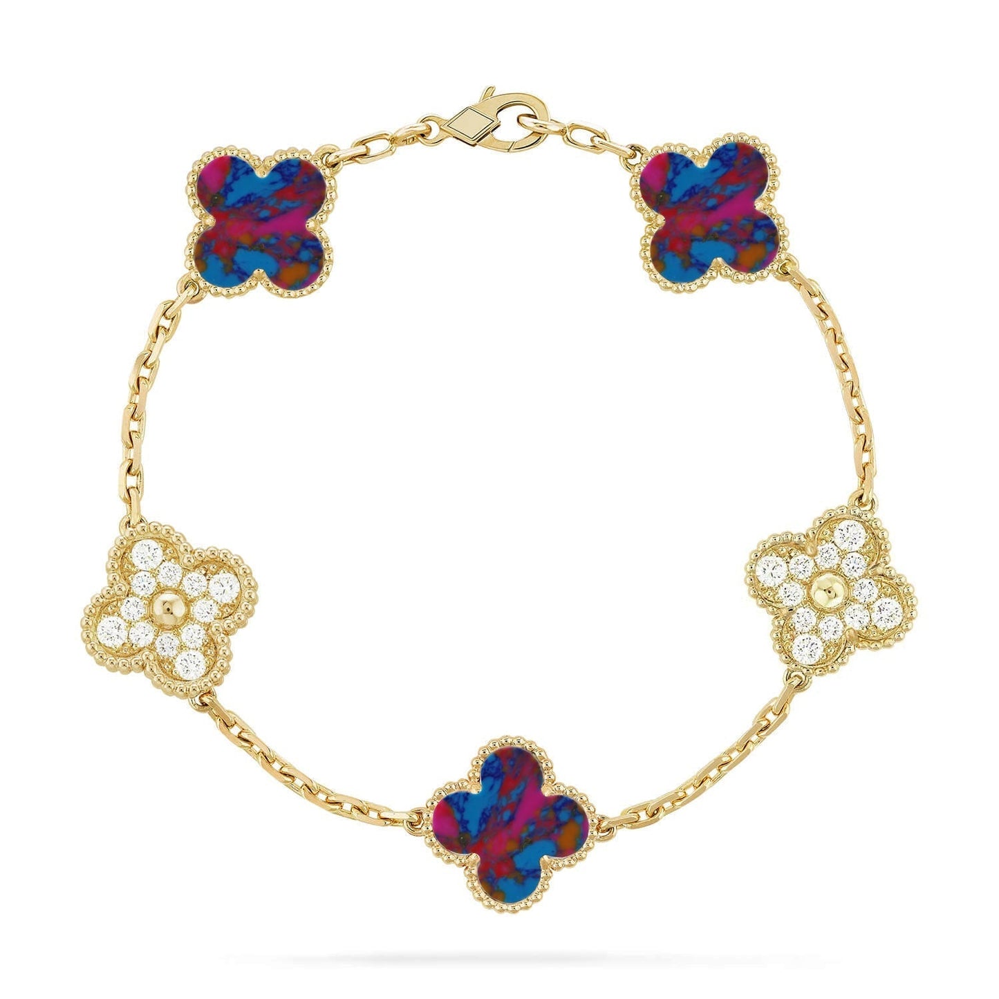 [Lume Jewels]New CLOVER 5 MOTIF COLOR GEMSTONES BRACELET COLLECTION