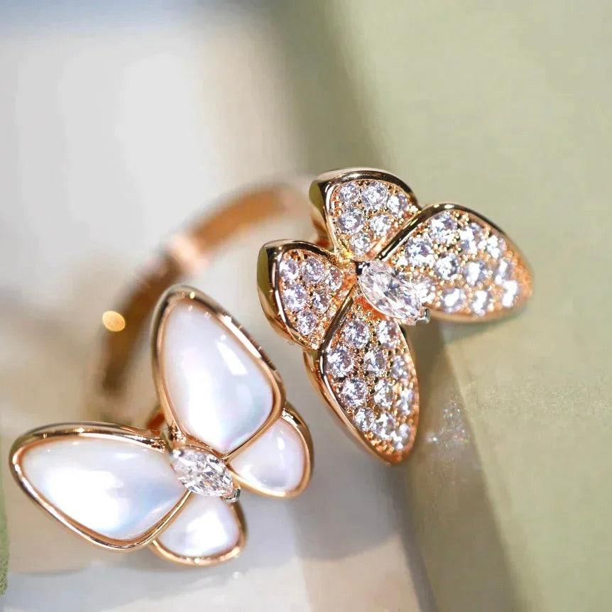 ¡®Lume Jewels¡¯TWIN BUTTERFLY DIAMOND MOP RING