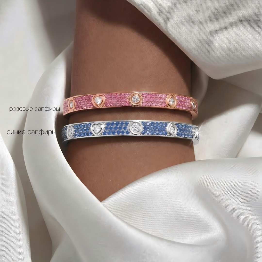 [Lume Jewels]2026 PAVE GEMSTONE LOVE BRACELET 6.1MM 10 DIAMONDS