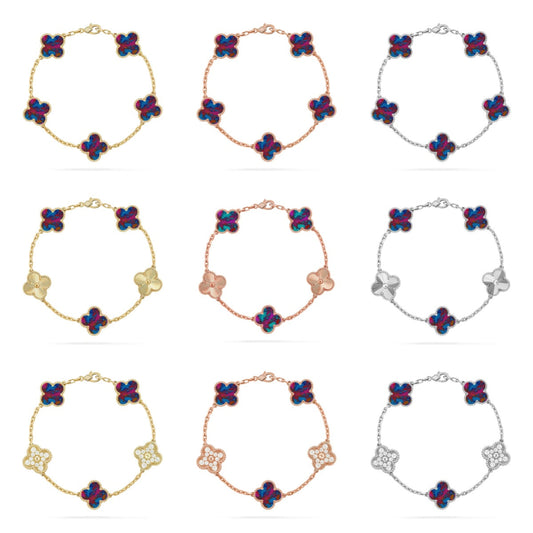 [Lume Jewels]New CLOVER 5 MOTIF COLOR GEMSTONES BRACELET COLLECTION