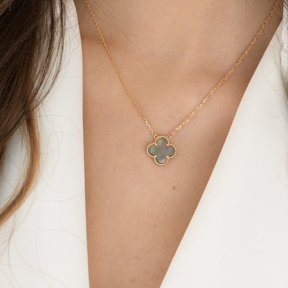 ¡®Lume Jewels¡¯CLOVER 15MM  GRAY MOTHER OF PEARL NECKLACE