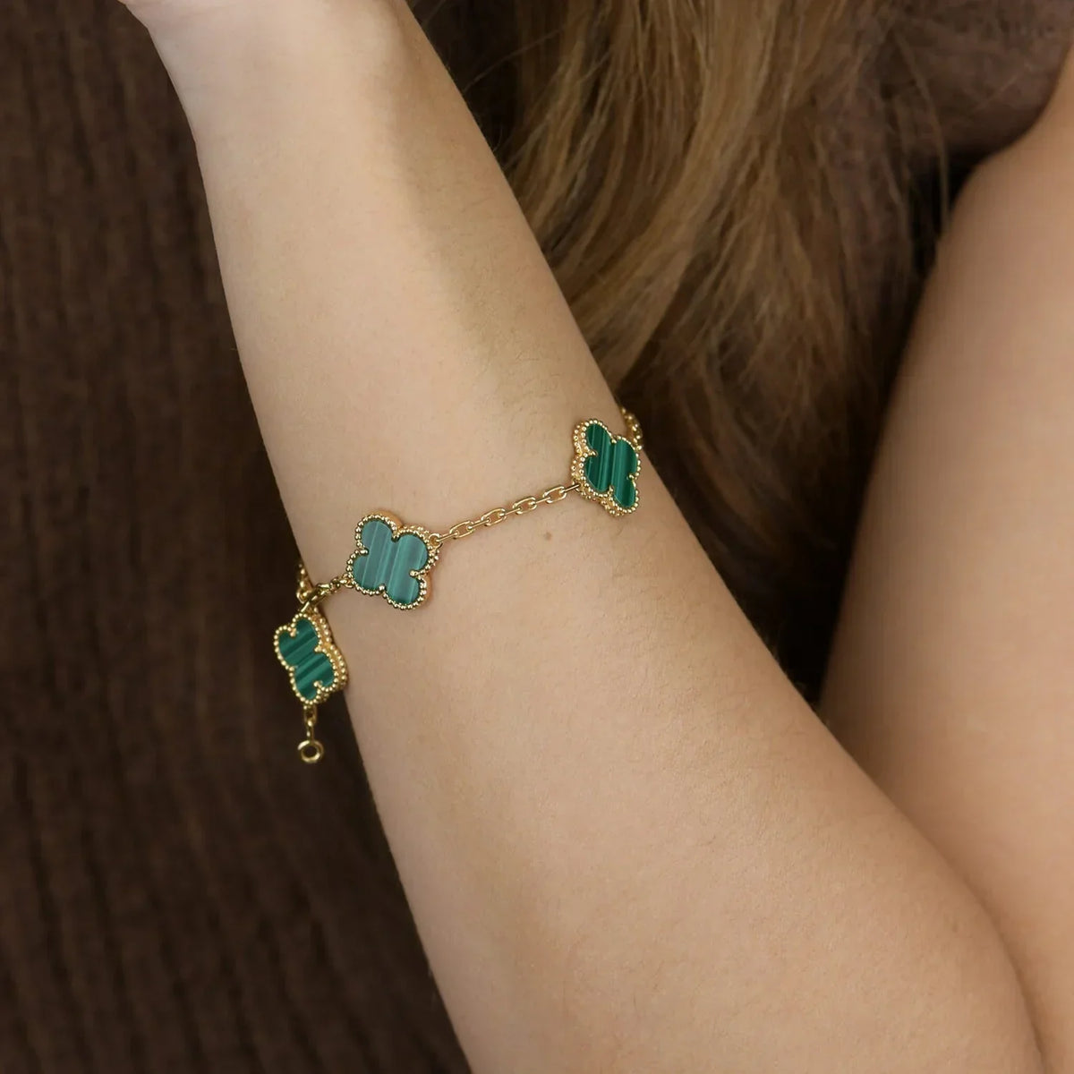 [Lume Jewels]New  CLOVER 5 MOTIF MALACHITE BRACELET COLLECTION