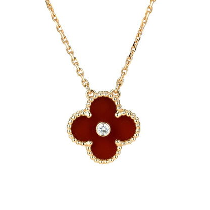 ¡®Lume Jewels¡¯CLOVER 15MM DIAMOND CARNELIAN NECKLACE