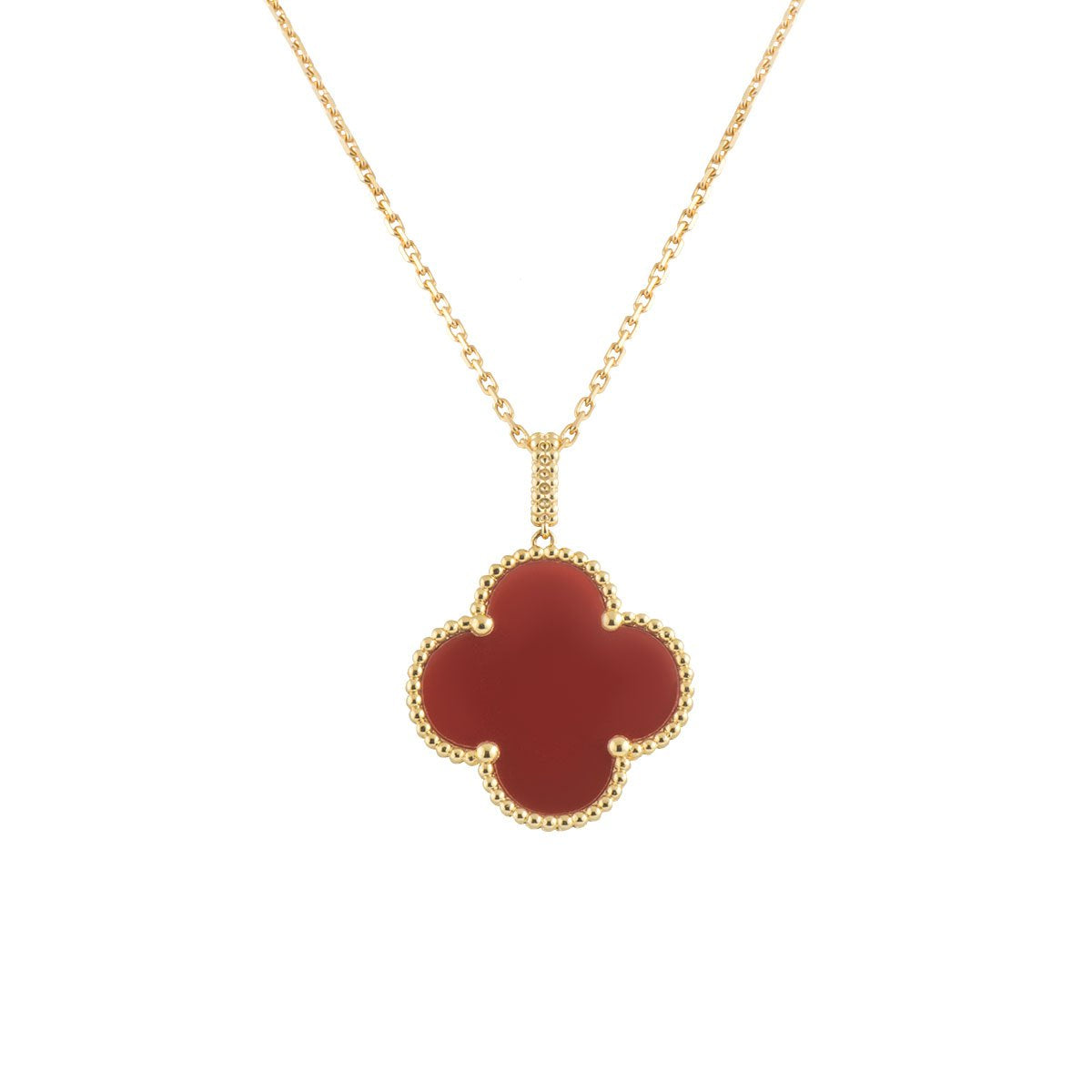 ¡®Lume Jewels¡¯CLOVER 25MM NECKLACE GOLD CARNELIAN