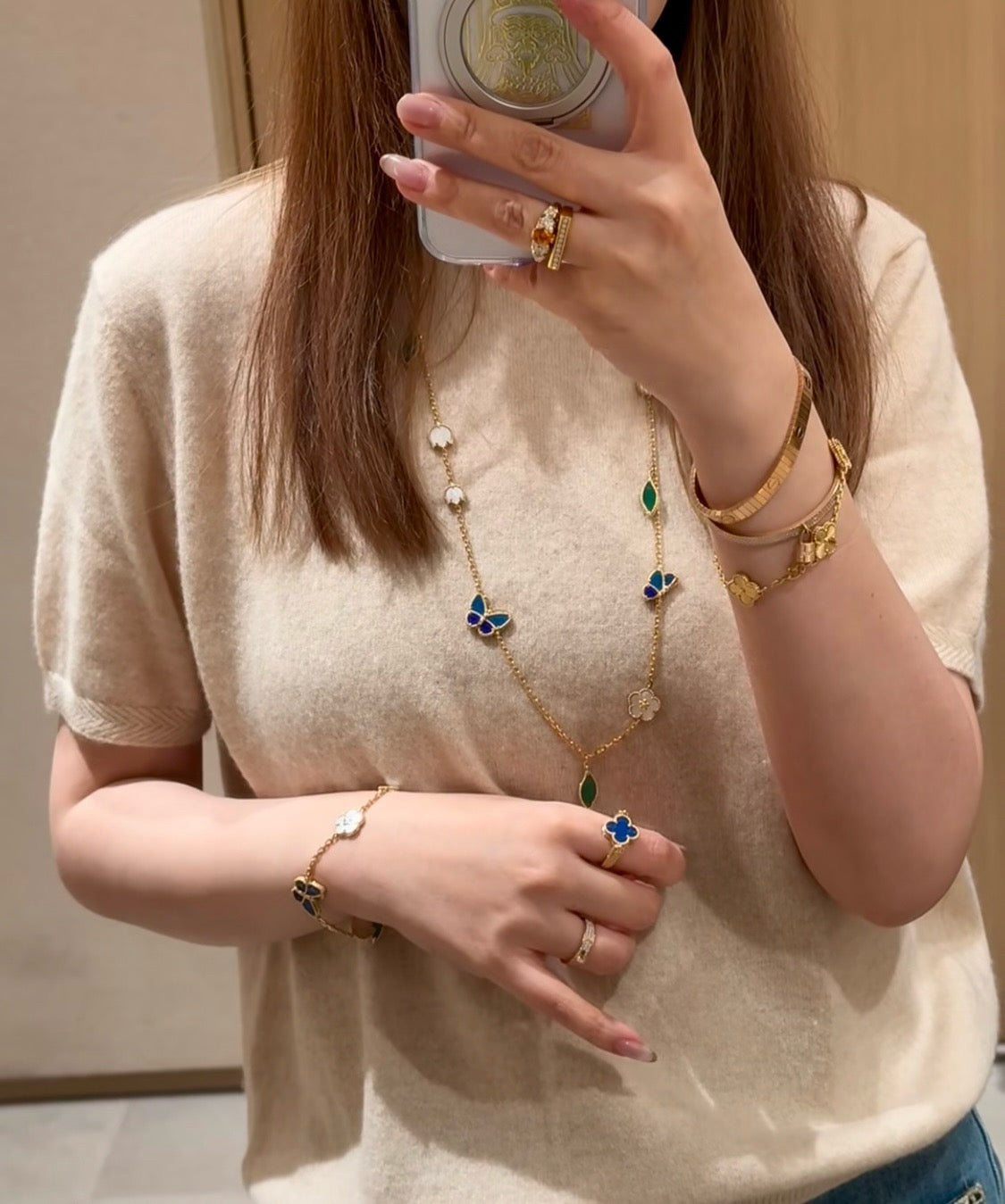 [Lume Jewels]LUCKY SPRING BUTTERFLY 15 FLOWER NECKLACE