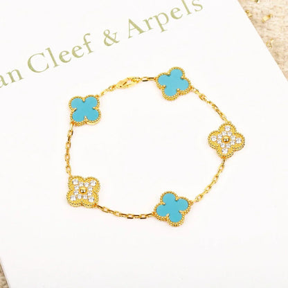 [Lume Jewels]New  CLOVER 5 MOTIF TURQUOISE BRACELET COLLECTION