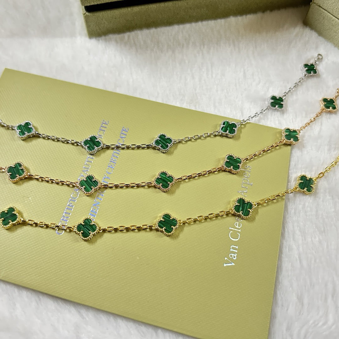 [¡®Lume Jewels¡¯]CLOVER 6 MOTIF MALACHITE BRACELET