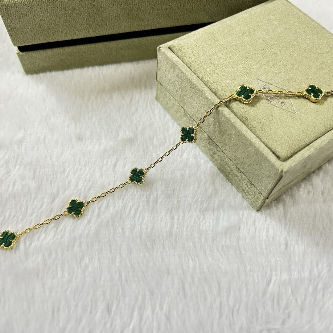 [¡®Lume Jewels¡¯]CLOVER 6 MOTIF MALACHITE BRACELET