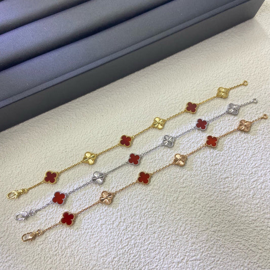 [¡®Lume Jewels¡¯]CLOVER 6 MOTIF RED AGATE LASER BRACELET