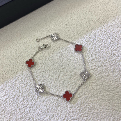 [¡®Lume Jewels¡¯]CLOVER 6 MOTIF RED AGATE LASER BRACELET