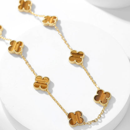 ¡®Lume Jewels¡¯CLOVER 10 MOTIFS TIGER EYE NECKLACE