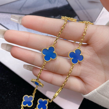¡®Lume Jewels¡¯CLOVER 10 MOTIFS BLUE AGATE NECKLACE