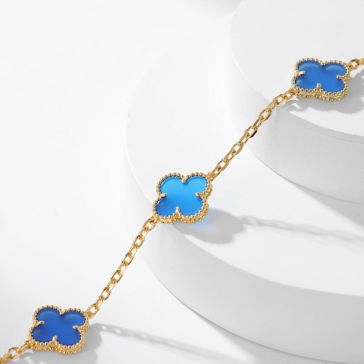 ¡®Lume Jewels¡¯CLOVER 10 MOTIFS BLUE AGATE NECKLACE