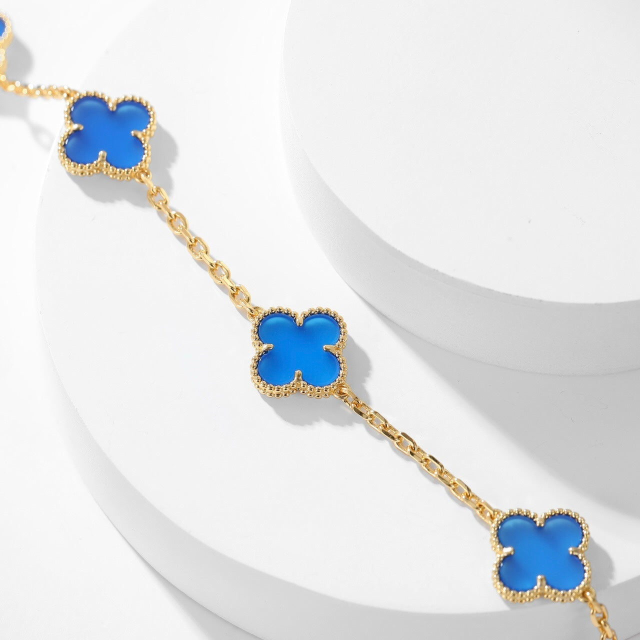 ¡®Lume Jewels¡¯CLOVER 10 MOTIFS BLUE AGATE NECKLACE