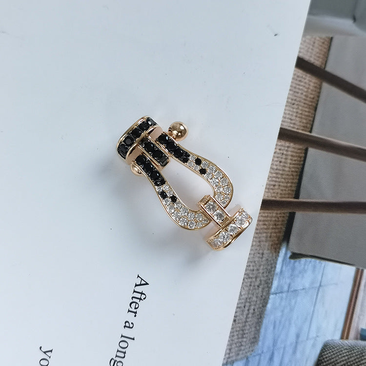 ¡®Lume Jewels¡¯FORCE LARGE HORSESHOE BLACK WHITE DIAMOND BRACELET ROSE GOLD
