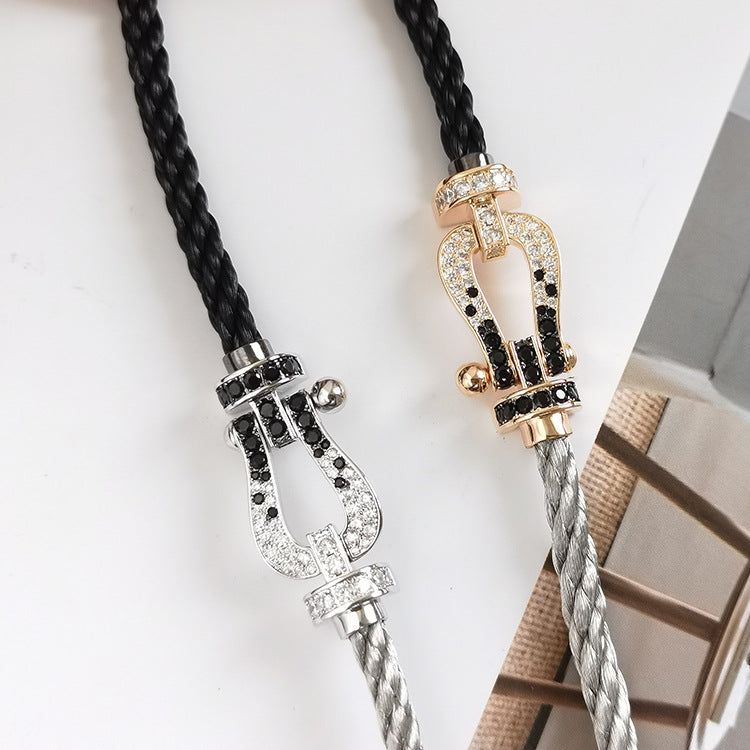 ¡®Lume Jewels¡¯FORCE LARGE HORSESHOE BLACK WHITE DIAMOND BRACELET ROSE GOLD