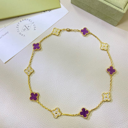 ¡®Lume Jewels¡¯CLOVER 10 MOTIFS  PURPLE VIOLET DIAMOND NECKLACE