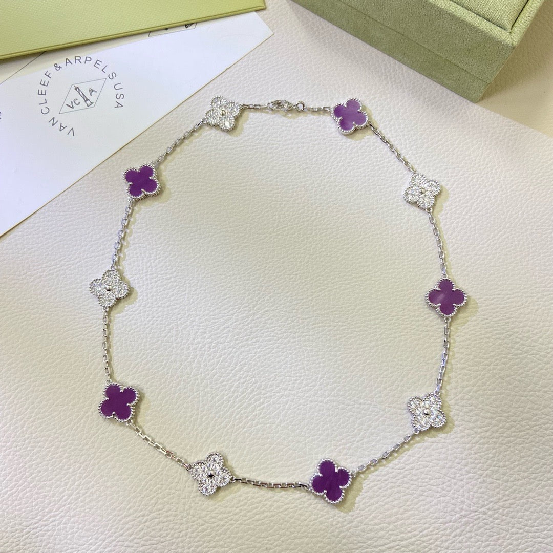 ¡®Lume Jewels¡¯CLOVER 10 MOTIFS  PURPLE VIOLET DIAMOND NECKLACE