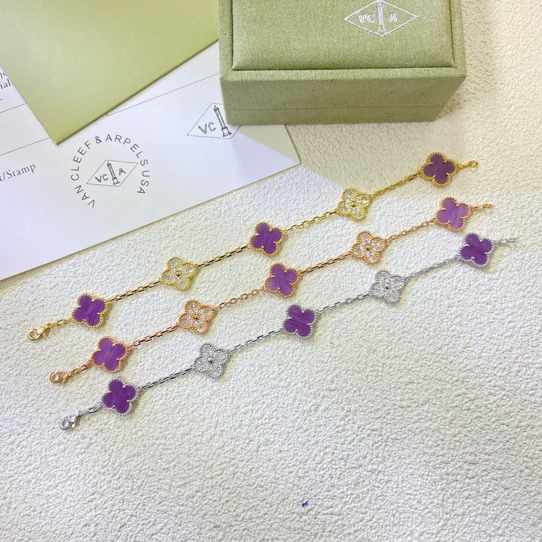 [Lume Jewels]New  CLOVER 5 MOTIF VIOLET BRACELET COLLECTION