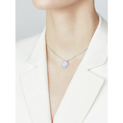 ¡®Lume Jewels¡¯CLOVER 15MM BLUE CHALCEDONY NECKLACE SILVER